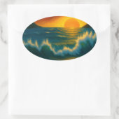 Sunset Surf – Bold Ocean Wave Art Sticker (Tas)
