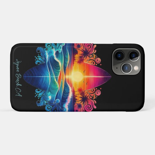 Sunset Surfboard krullen- Case-Mate iPhone Case (Achterkant (horizontaal))