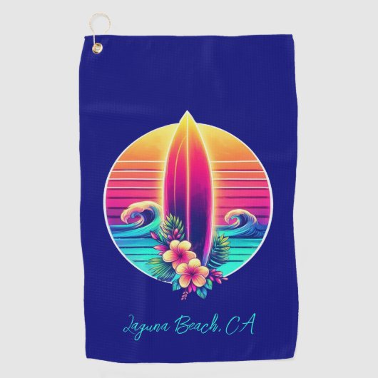 Sunset Surfboard Paradise Golfhanddoek (Voorkant)