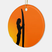 Sunset Surfer Girl met surfboard Keramisch Ornament (Links)