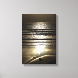 Sunset Surfer op Polzeath Canvas Afdruk