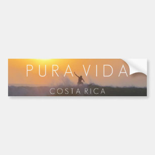 Sunset Surfer Pura Vida Costa Rica Bumper Bumpersticker