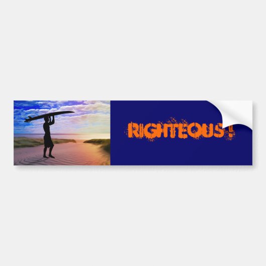 Sunset Surfer Sand & Clouds Bumpersticker (Voorkant)