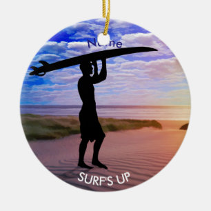 Sunset Surfer Sand Clouds PERSONALIZE Keramisch Ornament