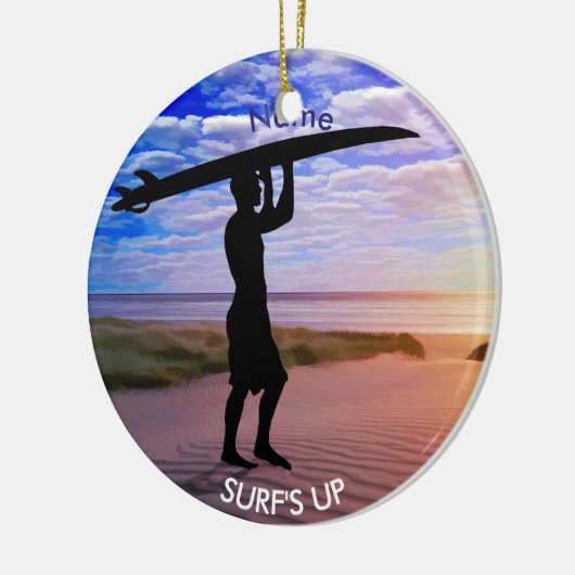 Sunset Surfer Sand Clouds PERSONALIZE Keramisch Ornament (Links)