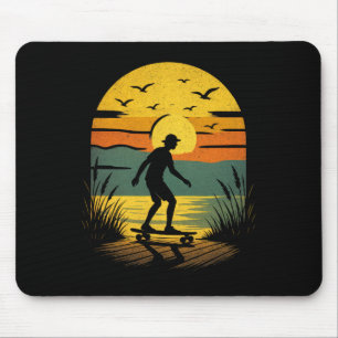 Sunset Surfer - Vintage Retro Surfen Strand Muismat