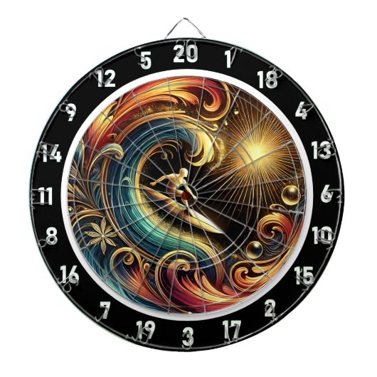 Sunset Surfer Wave Tropical Wall Art Dartbord (Voorkant)