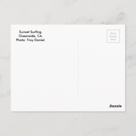 Sunset Surfing Oceanside. Briefkaart (Achterkant)
