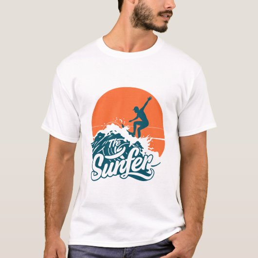 Sunset Surfing Vibes T-Shirt – Retro Beach Wave Su (Devant)