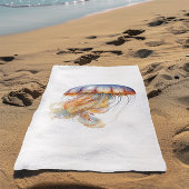 Sunset Tentakels: Kust Waterverf Kunst Badhanddoek