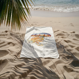 Sunset Tentakels: Kust Waterverf Kunst Badhanddoek