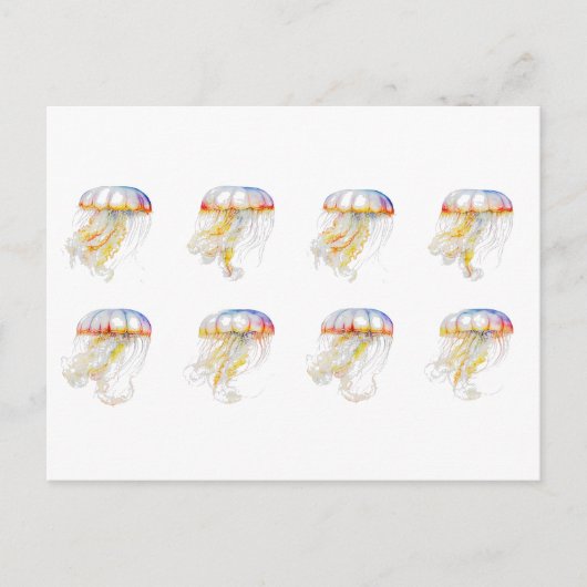 Sunset Tentakels: Kust Waterverf Kunst Briefkaart (Voorkant)