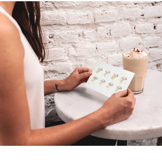 Sunset Tentakels: Kust Waterverf Kunst Briefkaart