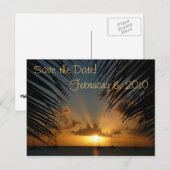 Sunset Through Palm Fronds Save the Date Briefkaar Aankondigingskaart (Voorkant / Achterkant)