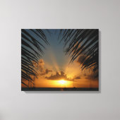 Sunset Through Palm Fronds Tropical Seascape Canvas Afdruk (Voorkant)
