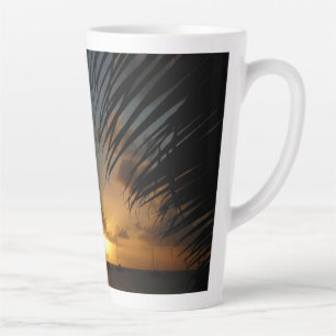 Sunset Through Palm Fronds Tropical Seascape Latte Mok
