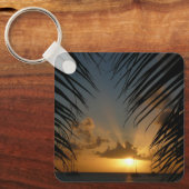 Sunset Through Palm Fronds Tropical Seascape Sleutelhanger (Voorkant)
