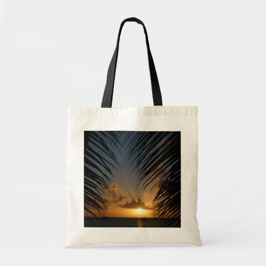 Sunset Through Palm Fronds Tropical Seascape Tote Bag (Voorkant)