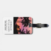 Sunset through Palm Trees Bagagelabel (Achterkant horizontaal)