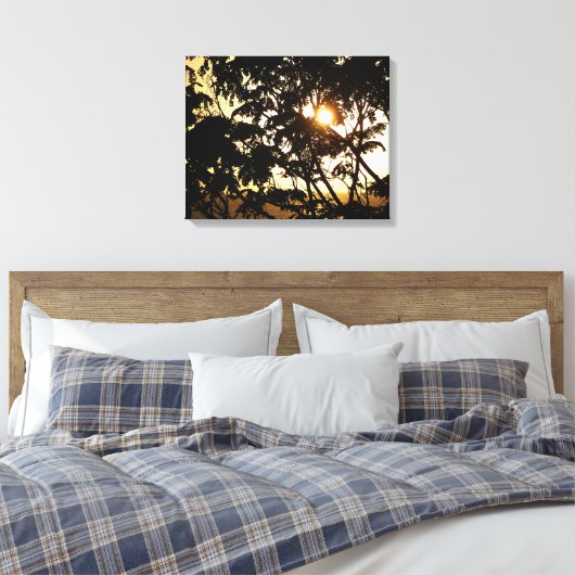 Sunset Through Trees I Tropical Photography Canvas Afdruk (Insitu (Slaapkamer))