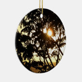 Sunset Through Trees I Tropical Photography Keramisch Ornament (Rechts)