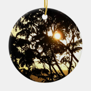 Sunset Through Trees I Tropical Photography Keramisch Ornament