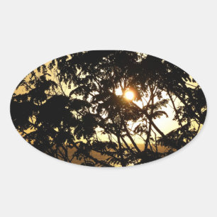 Sunset Through Trees I Tropical Photography Ovale Sticker