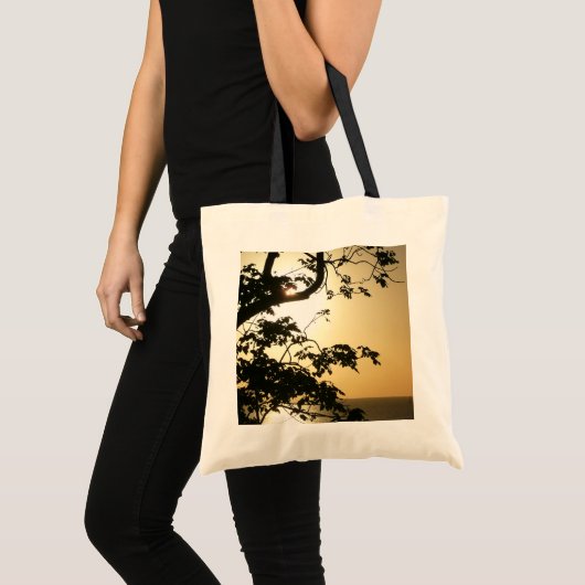 Sunset Through Trees II Tropische fotografie Tote Bag (Voorkant (product))