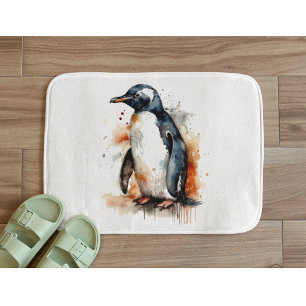 Sunset Tones Waterverf Penguin Badmat