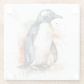 Sunset Tones Waterverf Penguin Glazen Onderzetter (Achterkant)