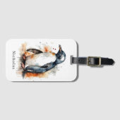 Sunset Tones Waterverf Penguin, op maat Bagagelabel (Voorkant (horizontaal))