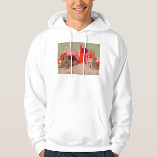Sunset town inkt kunst hoodie (Voorkant)