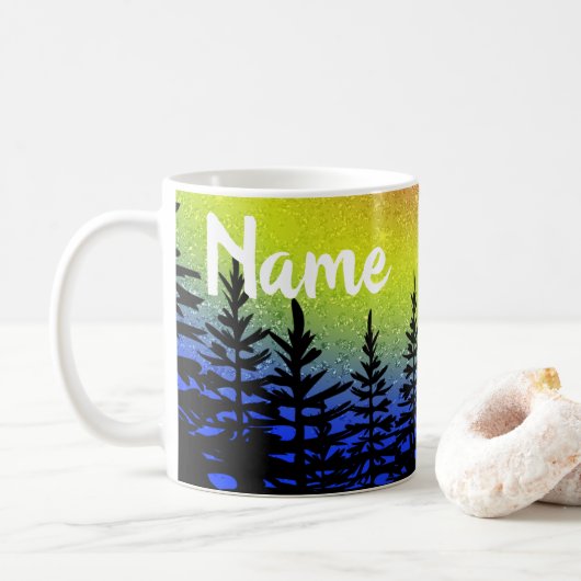 Sunset Tree Silhouette Design Café Mug Cup (Avec donut)