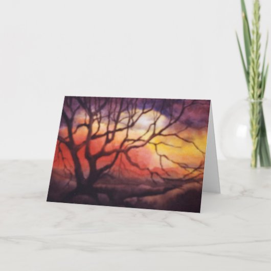 "Sunset Trees" Wenskaart voor landwegen Kaart (Voorkant)