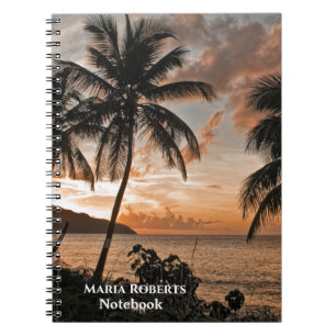 Sunset Tropical Beach Palm Trees personaliseren Notitieboek