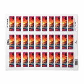 Sunset Tropical Beach Paradise Island  Etiket (Full Sheet)
