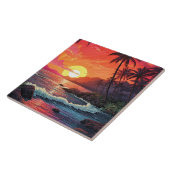 Sunset Tropical Beach Paradise Island  Tegeltje (Zijkant)