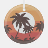 Sunset Tropical Palm Beach  Glas Ornament (Voorkant)