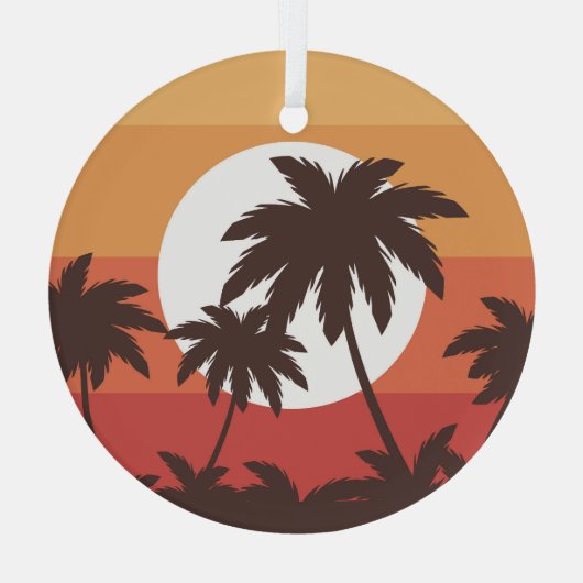Sunset Tropical Palm Beach  Glas Ornament (Achterkant)