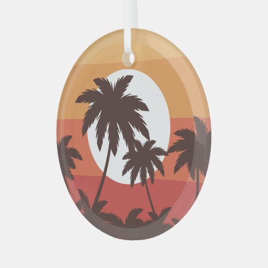 Sunset Tropical Palm Beach Glas Ornament (Voorkant links)