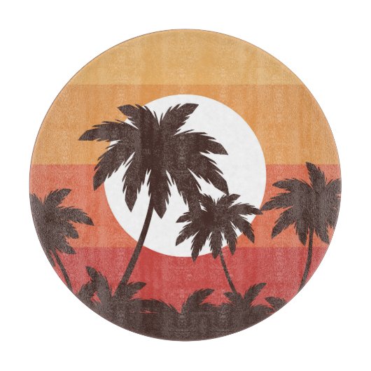 Sunset Tropical Palm Beach Snijplank (Voorkant)