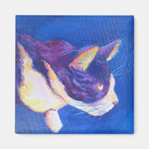 Sunset Tuxedo Cat Pet Art Custom Magnet Magneet