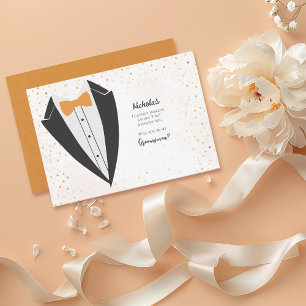 Sunset Tuxedo Groomsman Confetti Voorstel Kaart