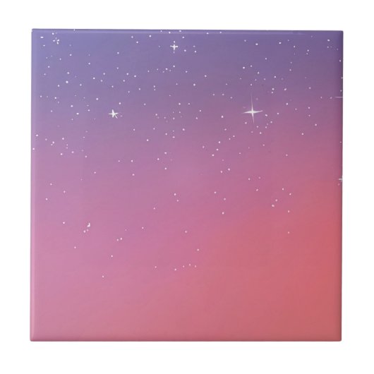 Sunset Twilight Stars Roze Paarse Ombre Gradient Tegeltje (Voorkant)