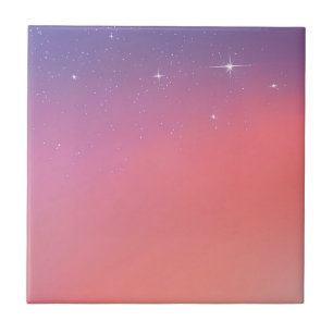 Sunset Twilight Stars Roze Paarse Ombre Gradient Tegeltje