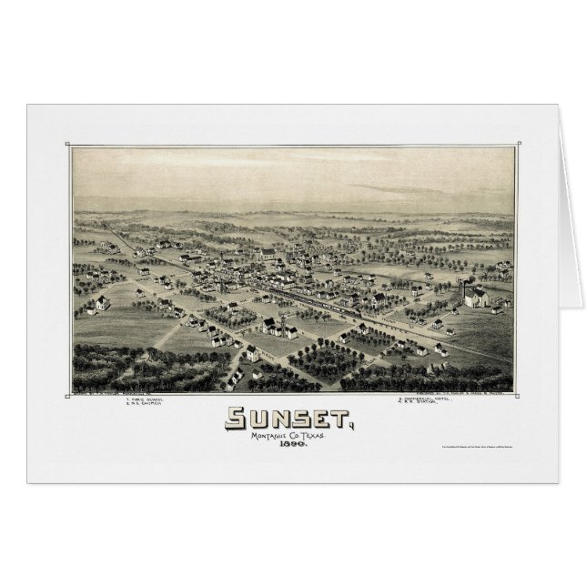 Sunset, TX Panoramic Map - 1890 (Voorkant Horizontaal)