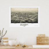 Sunset, TX Panoramic Map - 1890 Poster (Keuken)