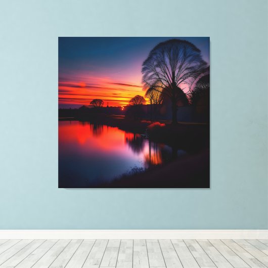 Sunset Uitzicht Landscape One Canvas Afdruk (Insitu (Houten vloer))