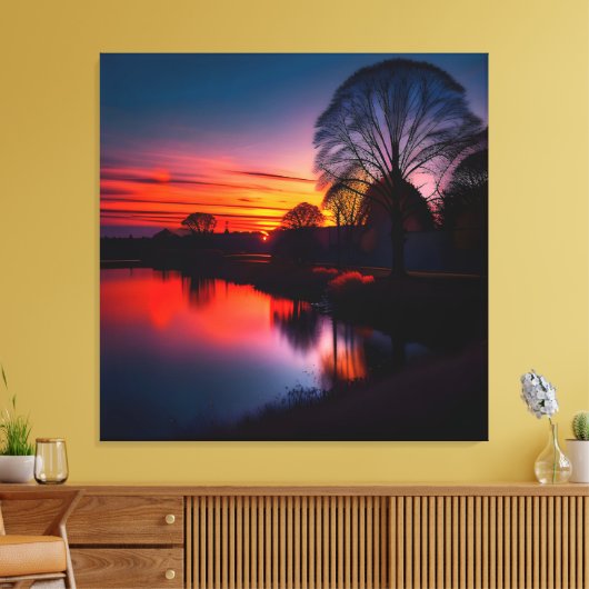 Sunset Uitzicht Landscape One Canvas Afdruk (Insitu (Woonkamer))