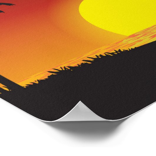 Sunset Uitzicht op het strand Poster (Hoek)